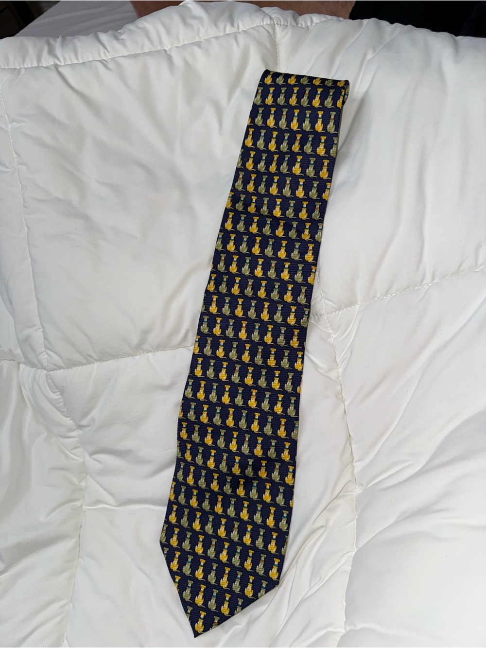 Classic Navy Tie with Gold Pattern - Men's Accessory